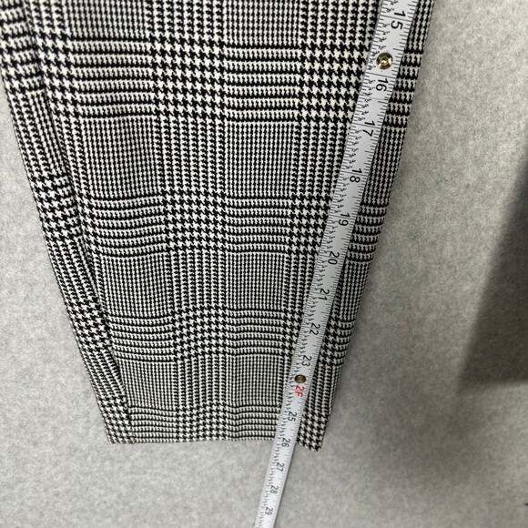 Express Pants Women Medium Black White Houndstooth Plaid Pleated Trouser Ankle - Picture 8 of 11